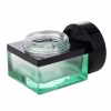 Clear Green Glass Square Shape Jar G1064