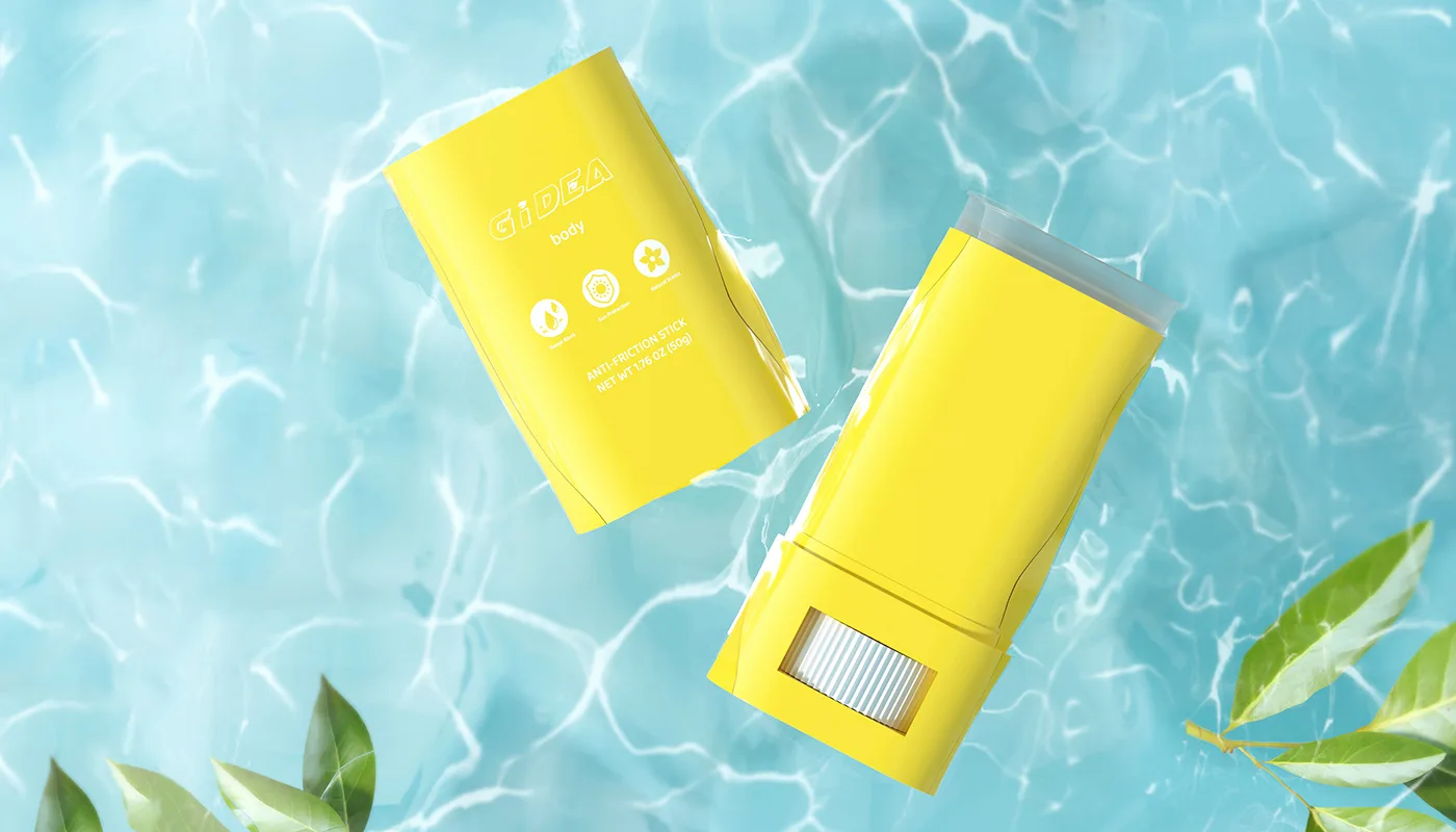 yellow refillable deodorant stick design from Gidea Pac cosmetic packaging