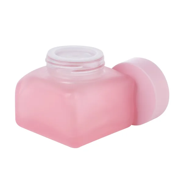 Square Glass Jar with Frosted Surface G1394